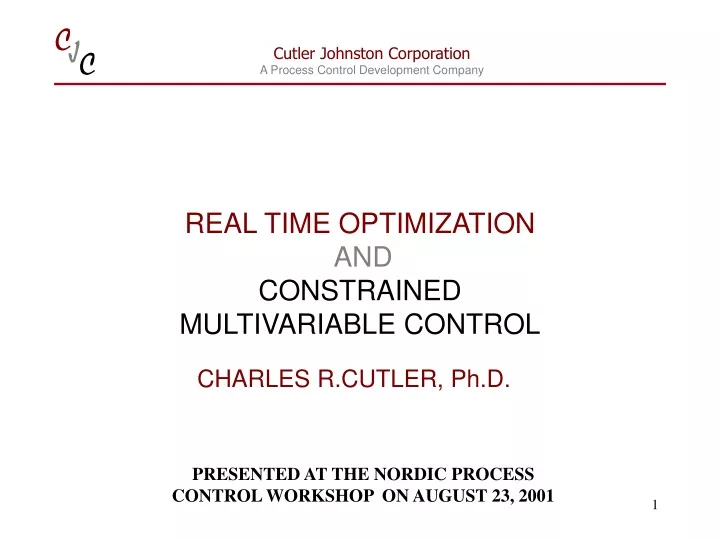 real time optimization and constrained multivariable control