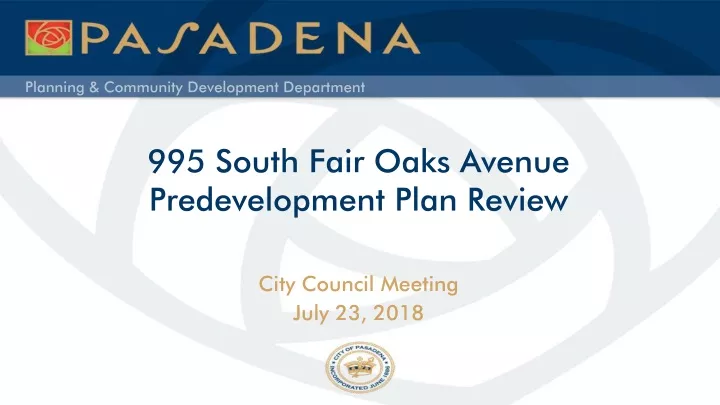995 south fair oaks avenue predevelopment plan review