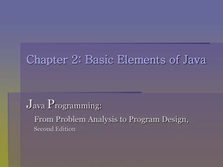 chapter 2 basic elements of java