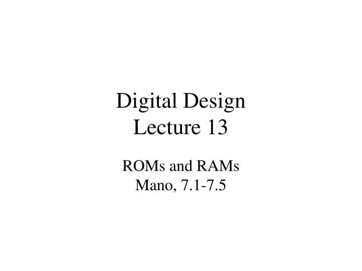 digital design lecture 13