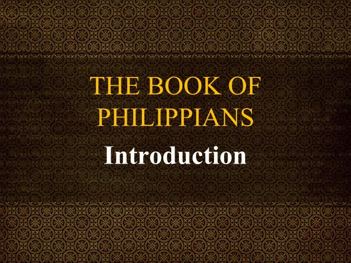 the book of philippians introduction
