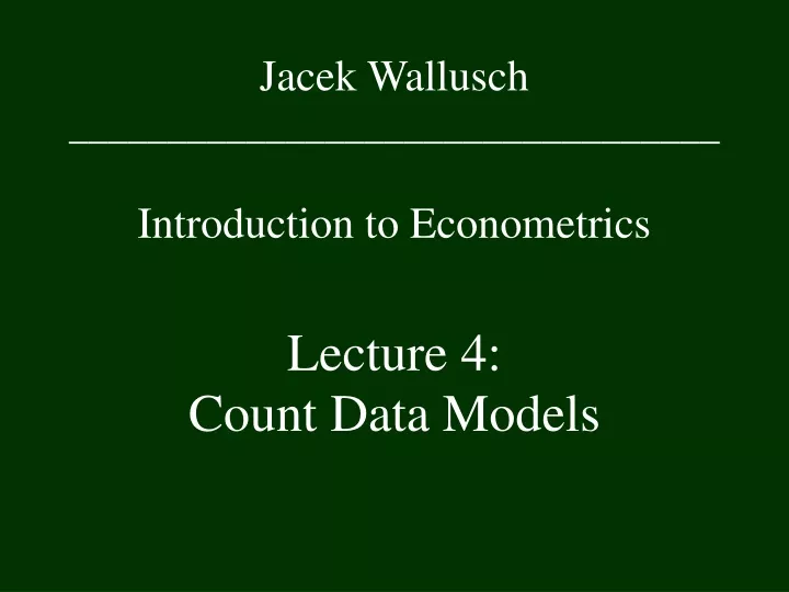 jacek wallusch introduction to econometrics