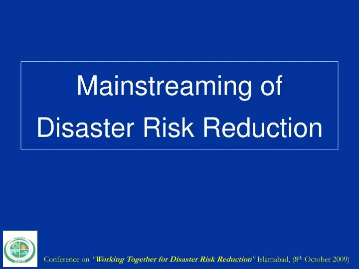 mainstreaming of disaster risk reduction