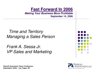 Fast Forward In 2006 Making Your Business More Profitable September 14, 2006