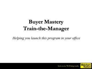 Buyer Mastery  Train-the-Manager