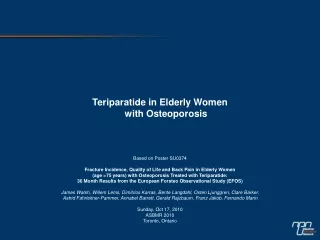 Teriparatide in Elderly Women  with Osteoporosis Based on Poster SU0374