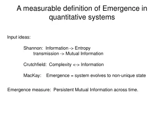A measurable definition of Emergence in quantitative systems