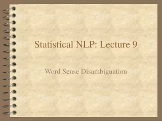 Statistical NLP: Lecture 9