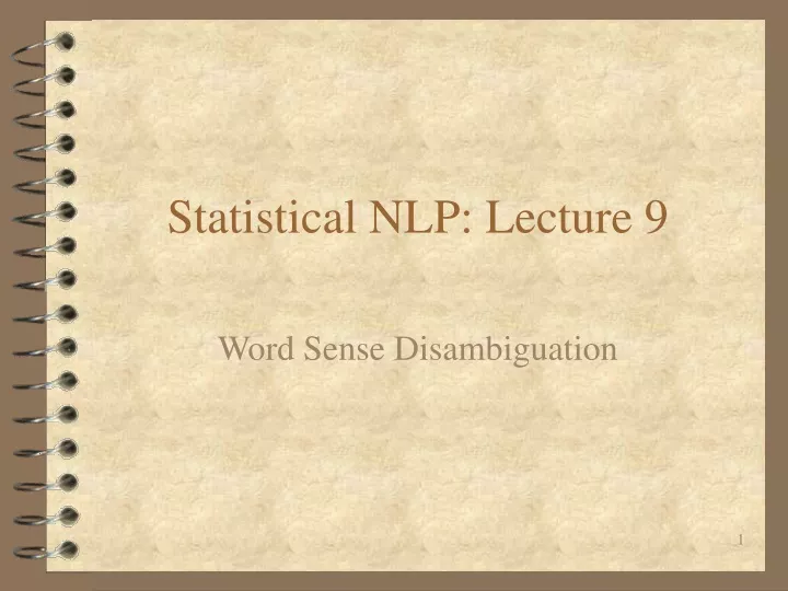 statistical nlp lecture 9