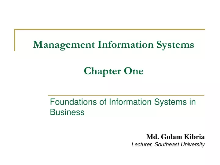 management information systems chapter one