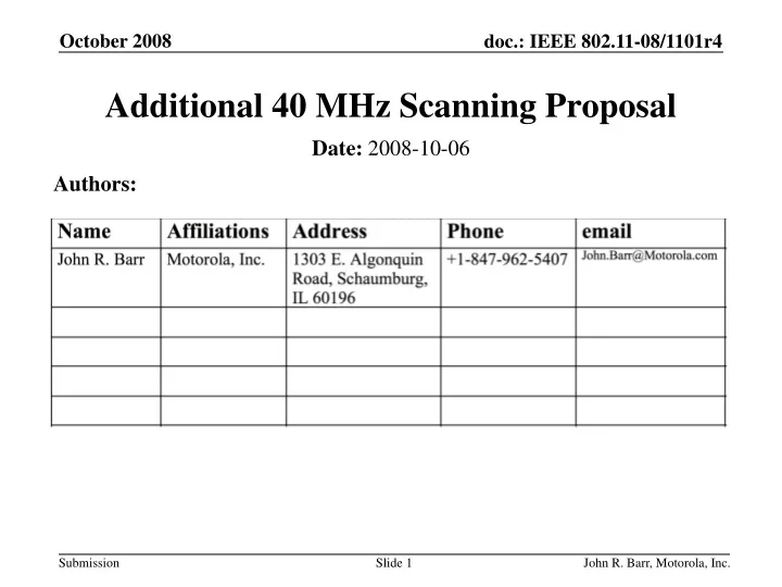 additional 40 mhz scanning proposal