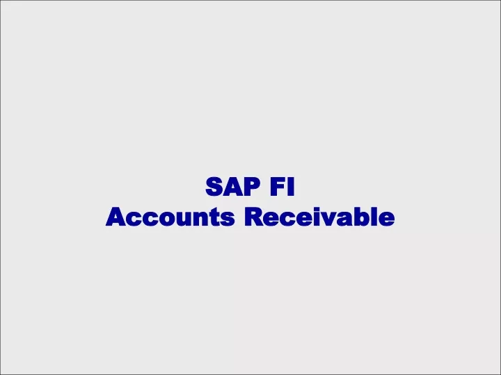 sap fi accounts receivable