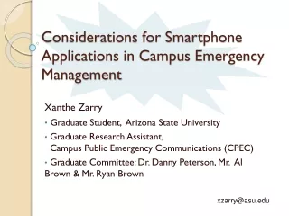 Considerations for Smartphone Applications in Campus Emergency Management