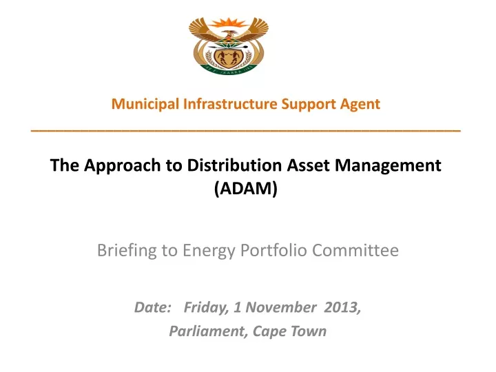 briefing to energy portfolio committee date friday 1 november 2013 parliament cape town