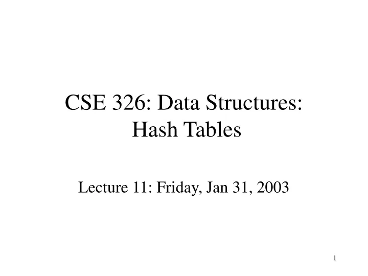 cse 326 data structures hash tables