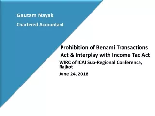 Prohibition of Benami Transactions Act &amp; Interplay with Income Tax Act