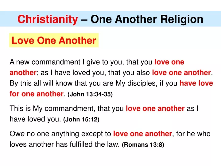 christianity one another religion