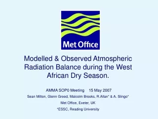 Modelled &amp; Observed Atmospheric Radiation Balance during the West African Dry Season.