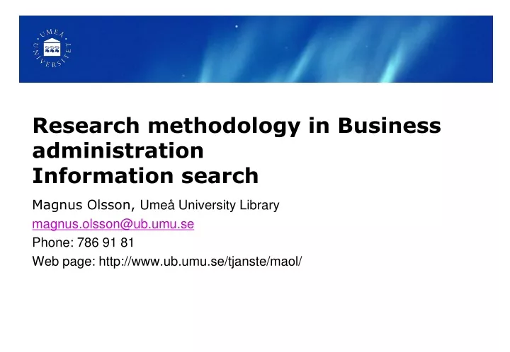 research methodology in business administration information search