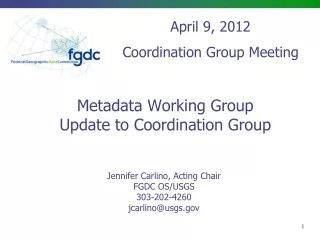 metadata working group update to coordination group