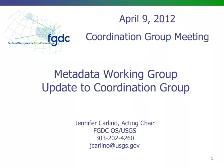metadata working group update to coordination group