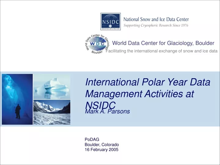 international polar year data management activities at nsidc