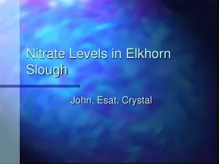 Nitrate Levels in Elkhorn Slough