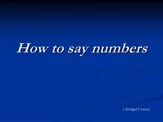 How to say numbers