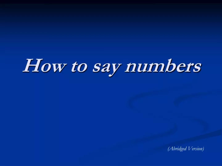 how to say numbers