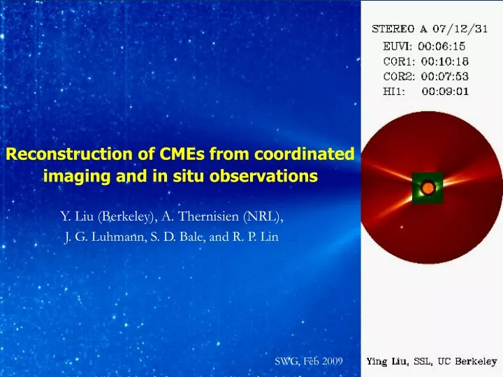 reconstruction of cmes from coordinated imaging