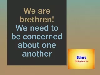 We are brethren! We need to be concerned about one another