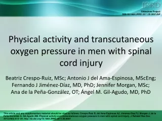 Physical activity and transcutaneous oxygen pressure in men with spinal cord injury