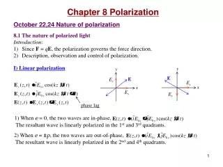 Chapter 8 Polarization October 22,24 Nature of polarization 8.1 The nature of polarized light