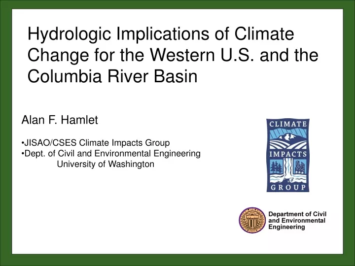 hydrologic implications of climate change