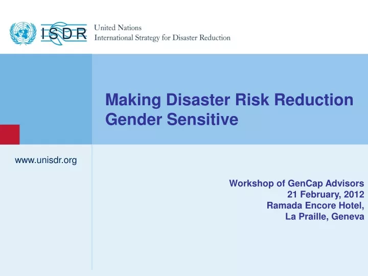 making disaster risk reduction gender sensitive