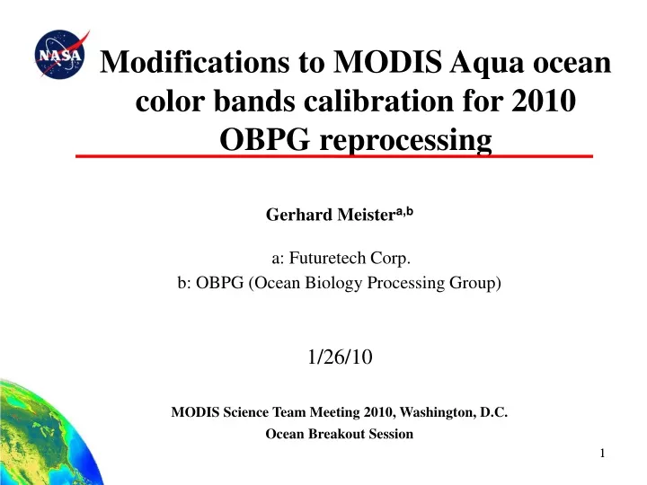 modifications to modis aqua ocean color bands