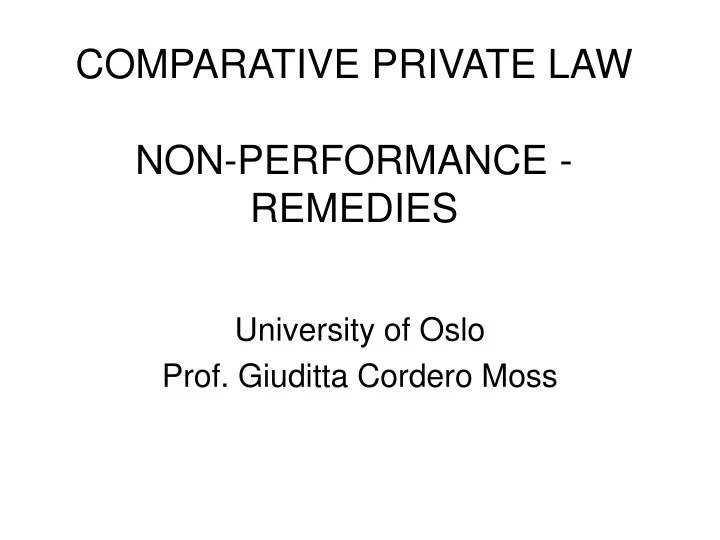 comparative private law non performance remedies