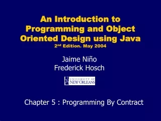 Chapter 5 : Programming By Contract