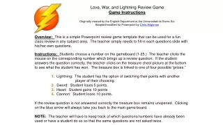 Love, War, and Lightning Review Game Game Instructions