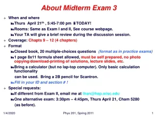 About Midterm Exam 3