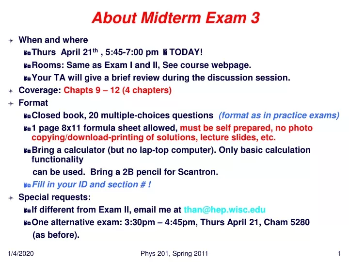 about midterm exam 3