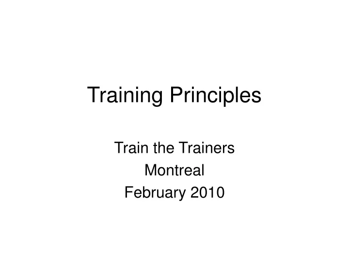 training principles