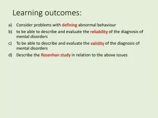 Learning outcomes: