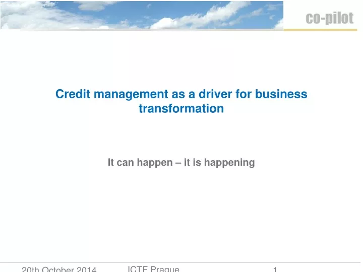 credit management as a driver for business transformation