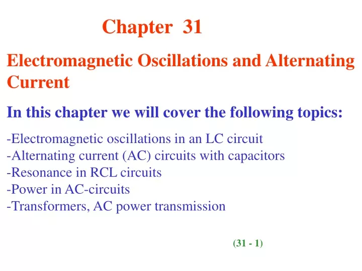 chapter 31 electromagnetic oscillations