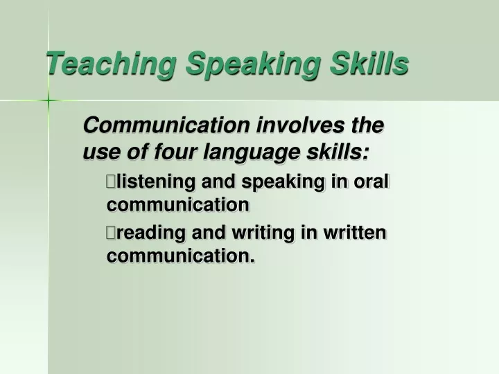 teaching speaking skills