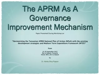 The APRM As A Governance Improvement Mechanism