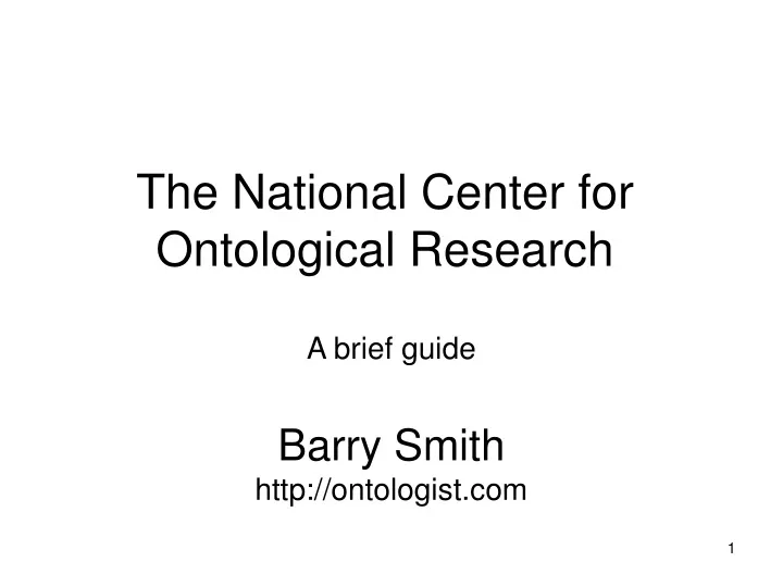the national center for ontological research