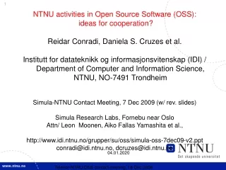 NTNU activities in Open Source Software (OSS):  ideas for cooperation?