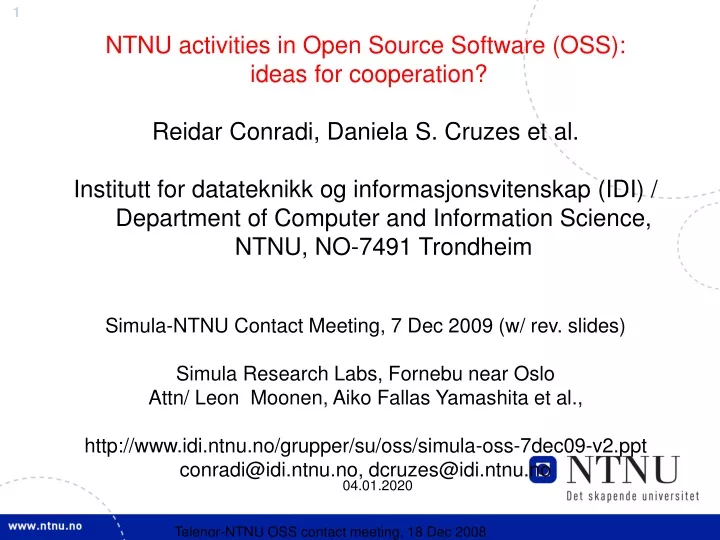 ntnu activities in open source software oss ideas